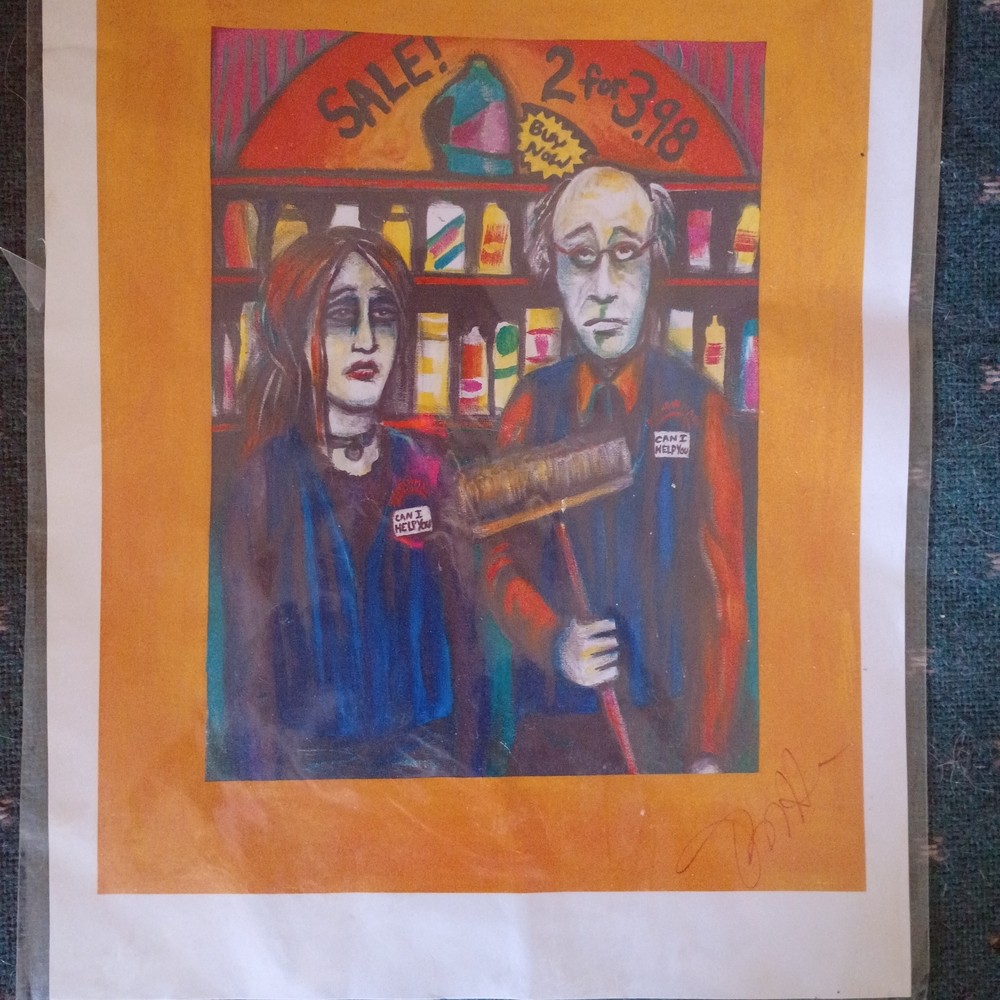 Orange Framed Pop Art Grocery Aisle Print - Unbranded